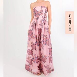 Floral Strapless Pink Dress